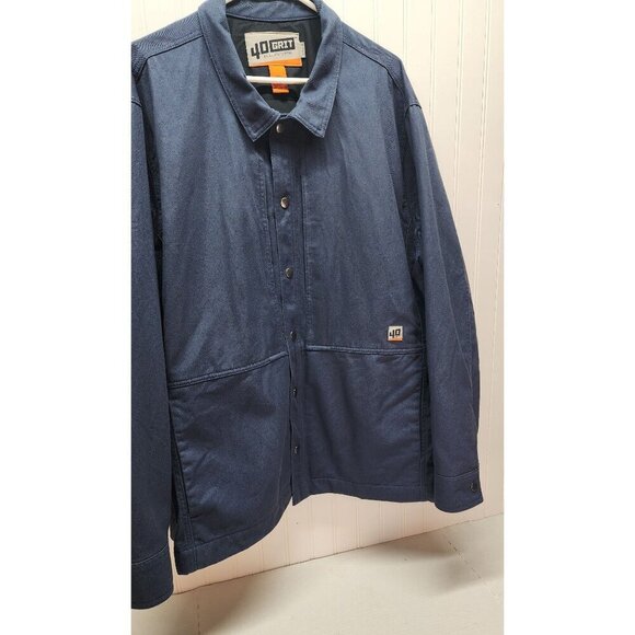 40 Grit By Duluth Trading Mens Navy Blue Button-Up Jacket 2XL 100% Cotton Shell - Picture 3 of 7
